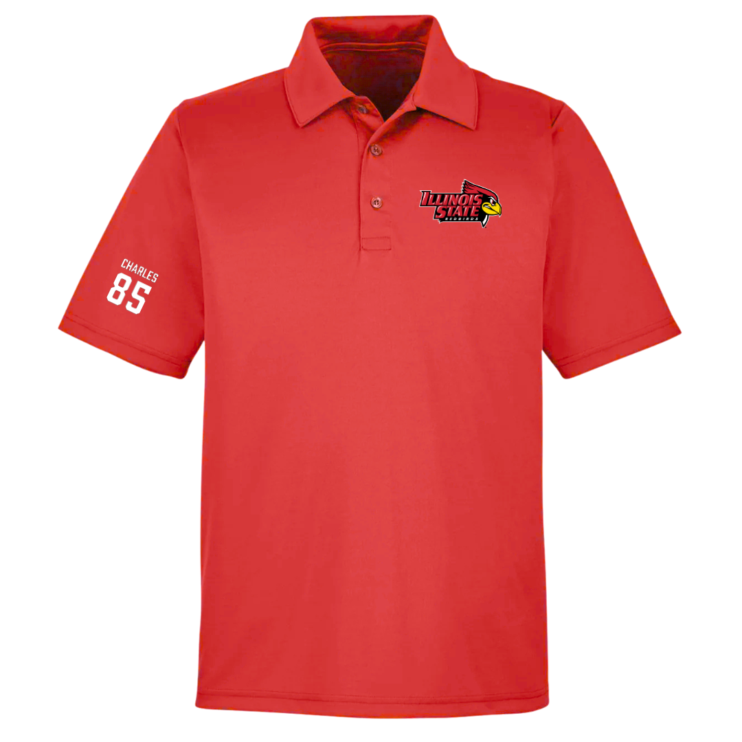 Illinois State University Football Red Polo - #85 Javon Charles