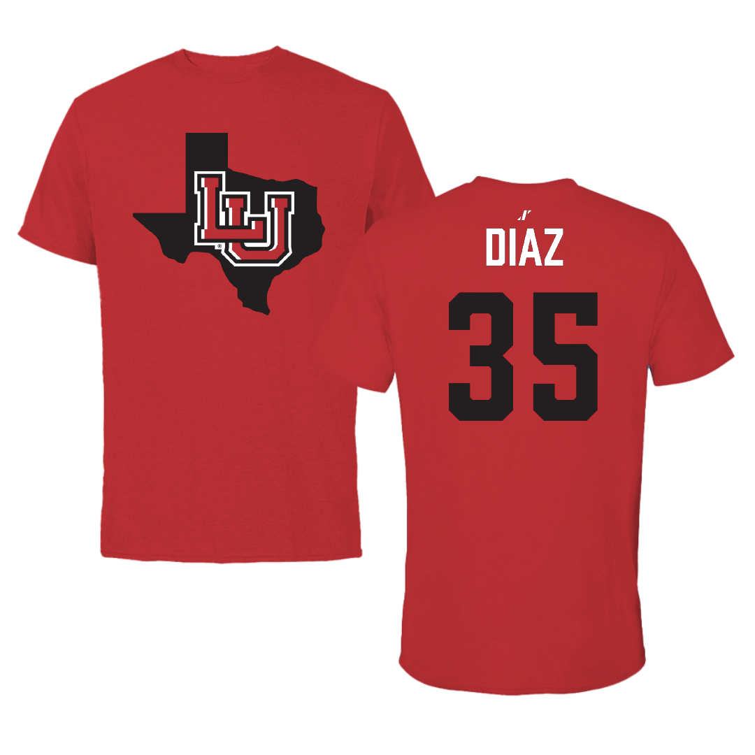 Lamar University Baseball Red State Performance Tee - #35 Cam Diaz