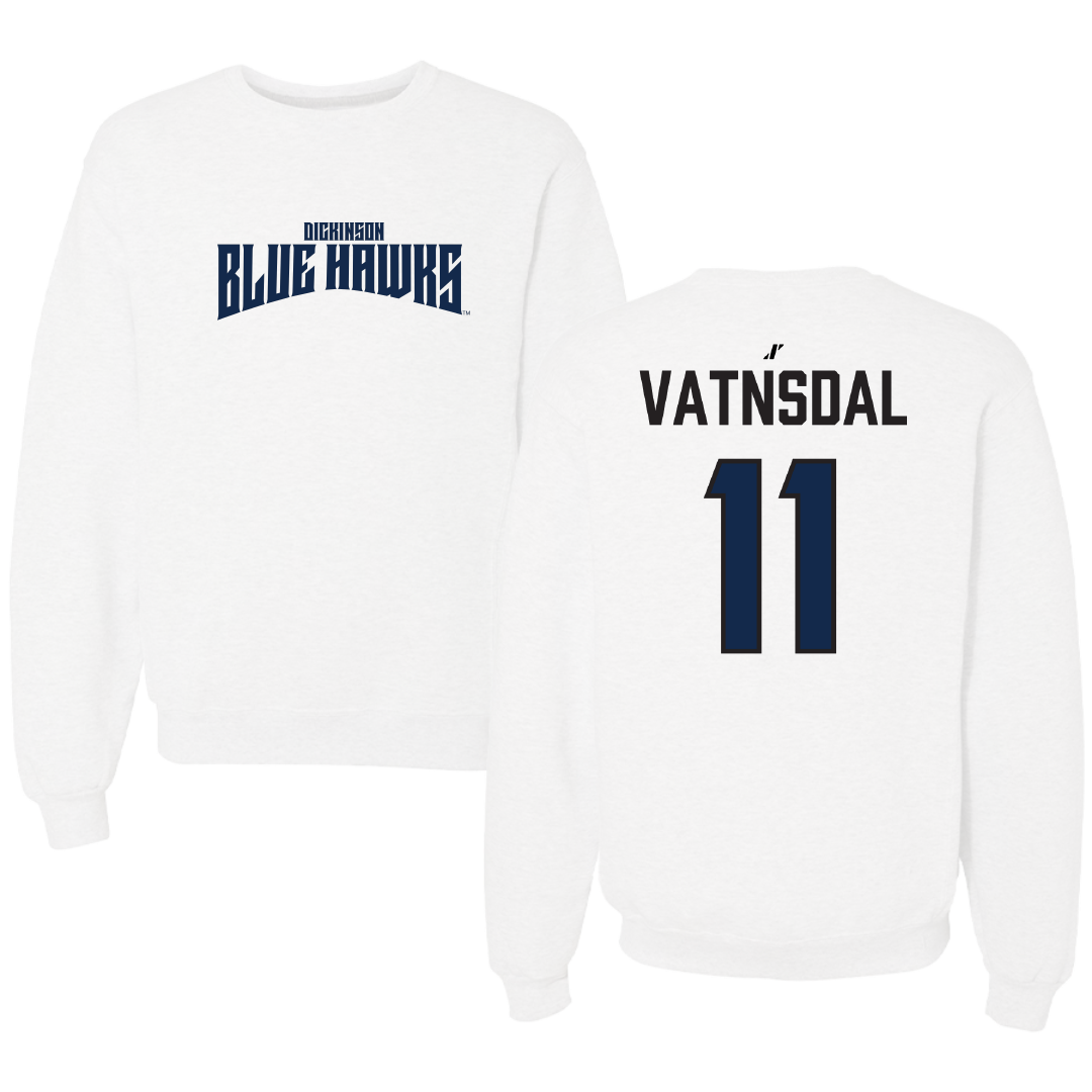 Dickinson State University Baseball White Classic Crewneck - #11 Kade Vatnsdal
