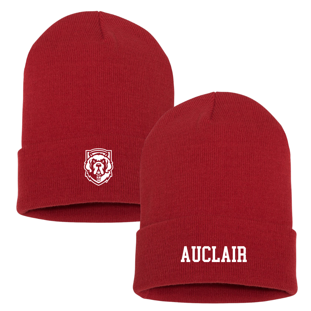 D'Youville University Baseball Red Beanie - #21 Chris Auclair