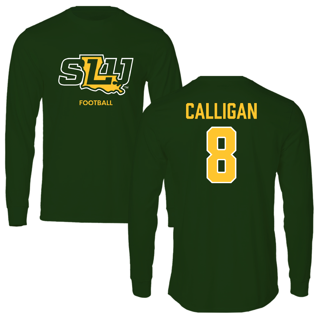 Southeastern Louisiana University Football Forest Green Performance Long Sleeve - #8 Keydrain Calligan
