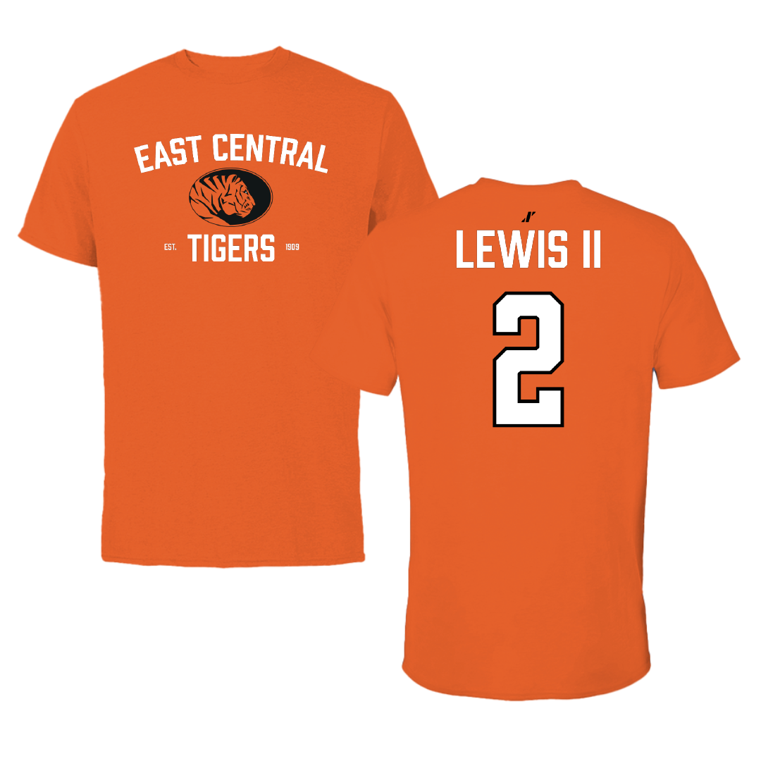 East Central University Football Orange General Tee - #2 Terry Lewis II