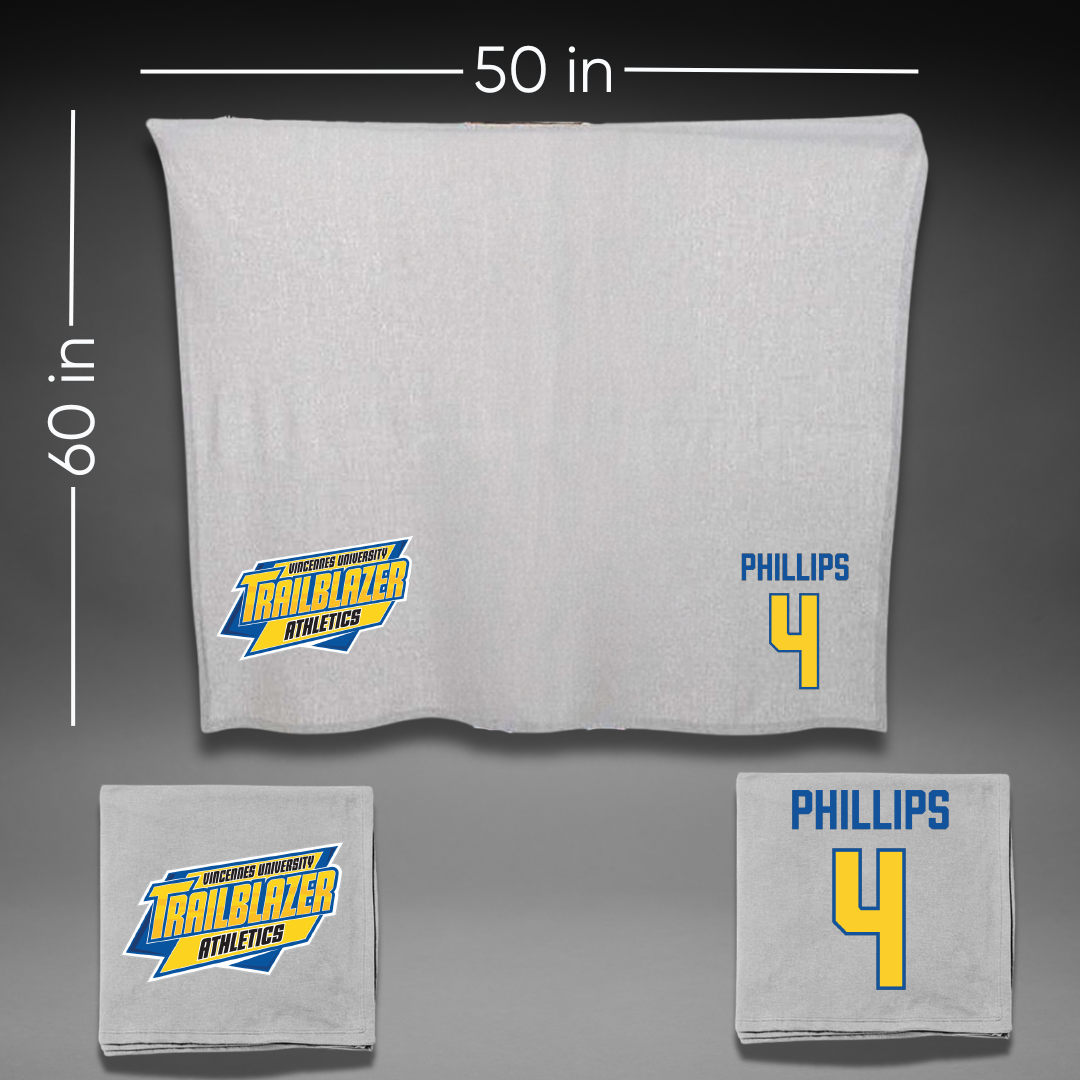 Vincennes University Baseball Gray Blanket - #4 Jaret Phillips