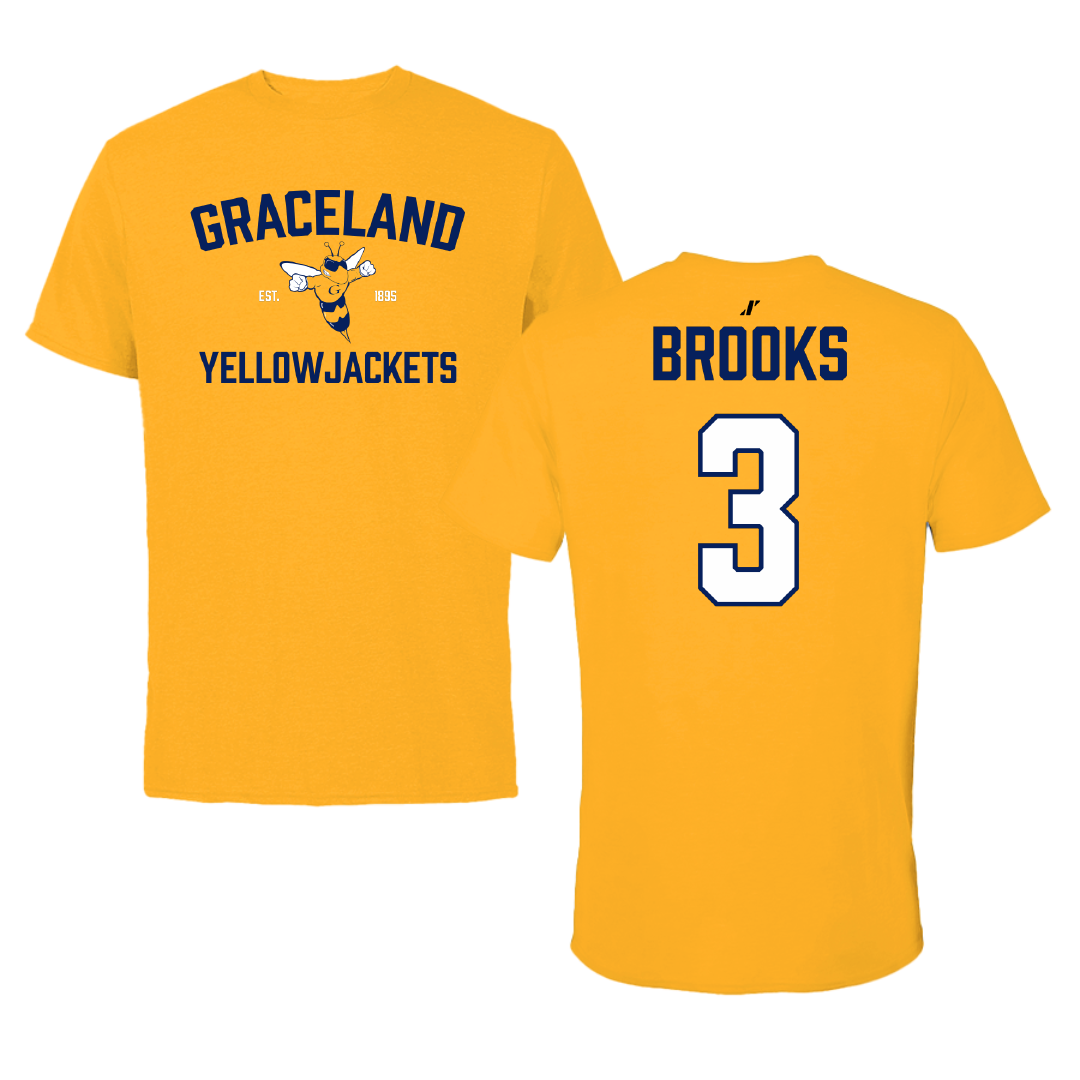 Graceland University Football Gold General Performance Tee - #3 CJ Brooks