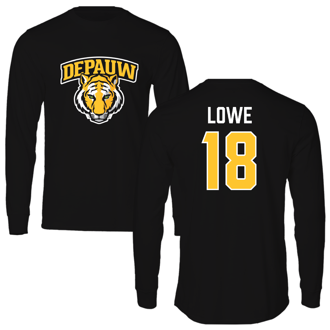 DePauw University Football Black Performance Long Sleeve - #18 Brenan Lowe