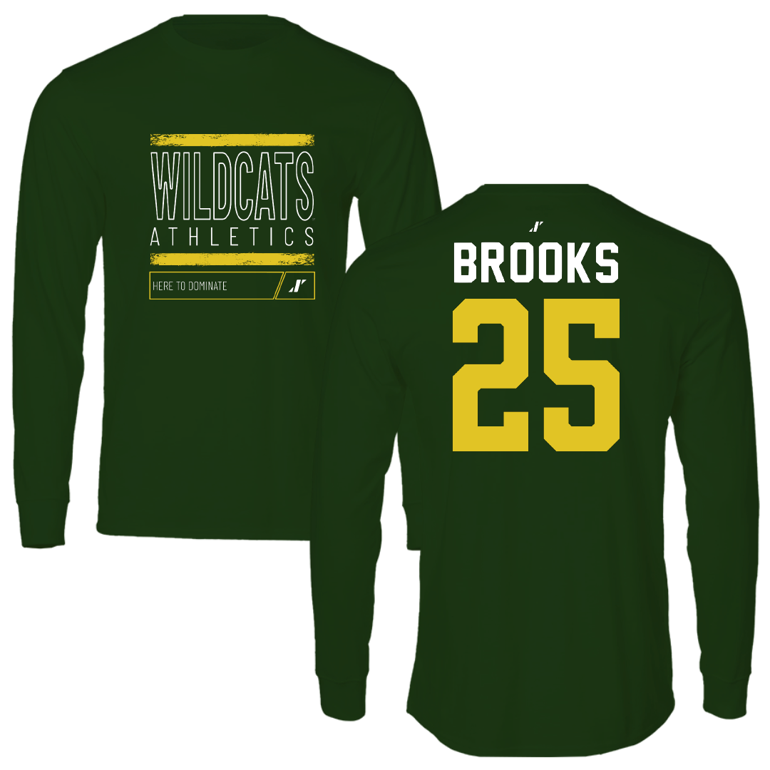 Northern Michigan University Football Forest Green Dominate Performance Long Sleeve - #25 Davion Brooks