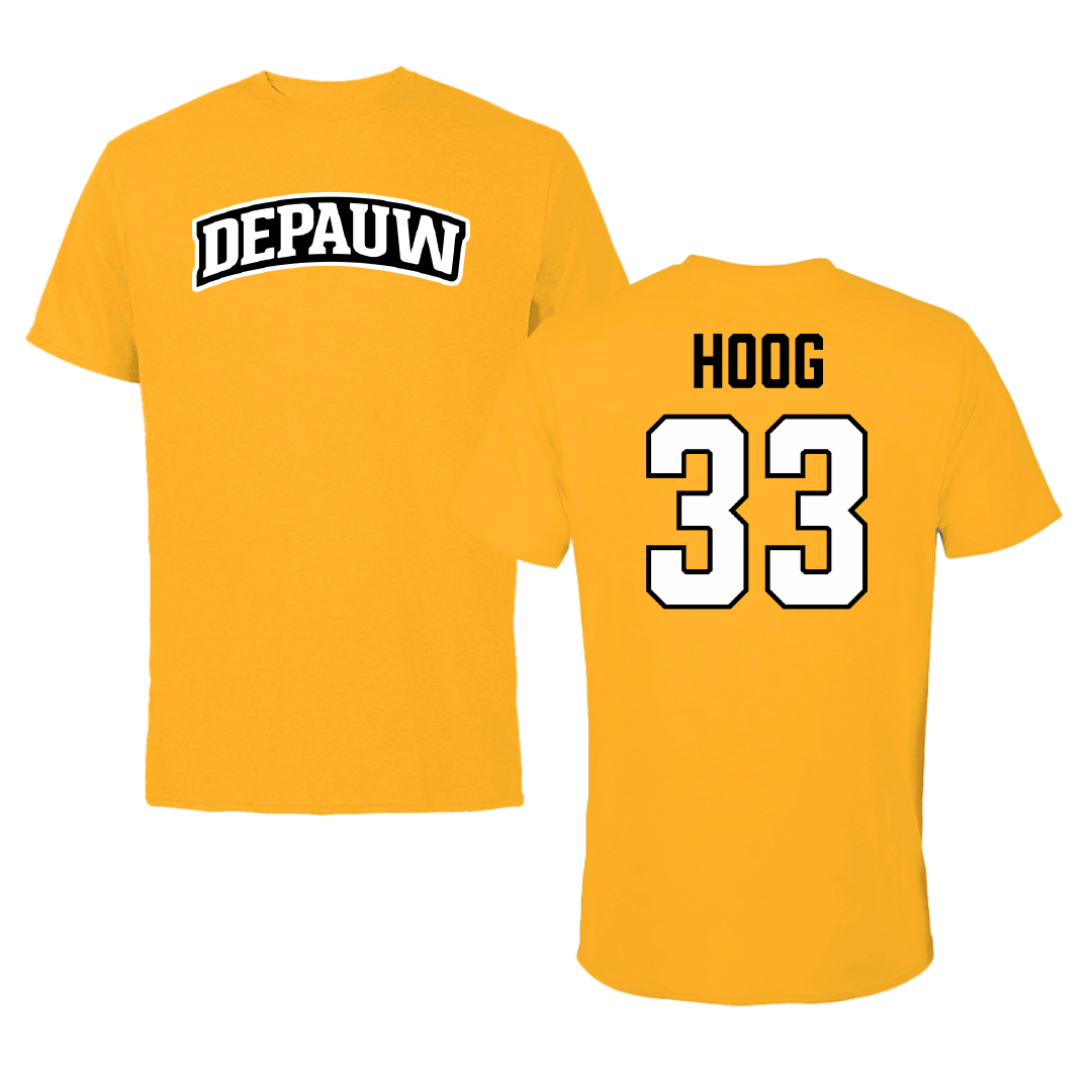 DePauw University Baseball Gold Tee - #33 Michael Hoog