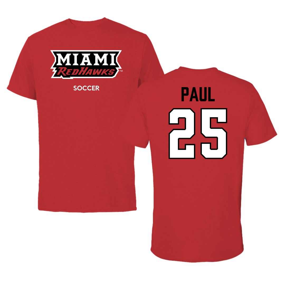 Miami University (Ohio) Soccer (W) Red Performance Tee - #25 Emily Paul