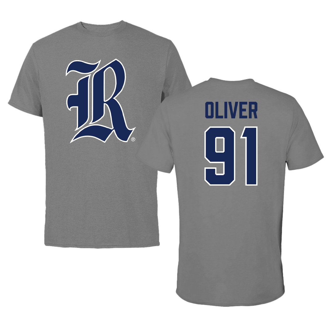 Rice University Football Dark Gray Tee - #91 Devon Oliver