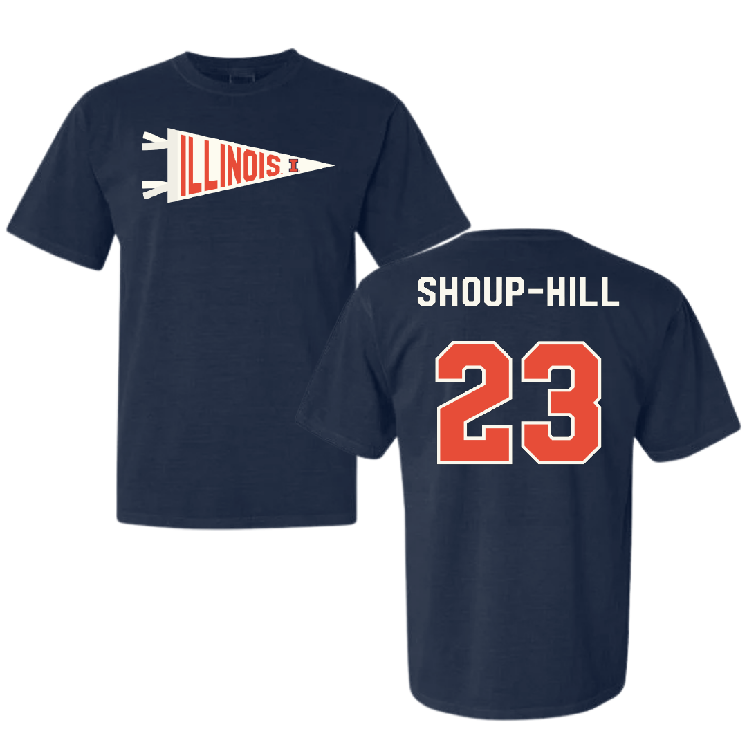 University of Illinois Basketball Navy Pennant Comfort Colors Tee - #23 Brynn Shoup-Hill