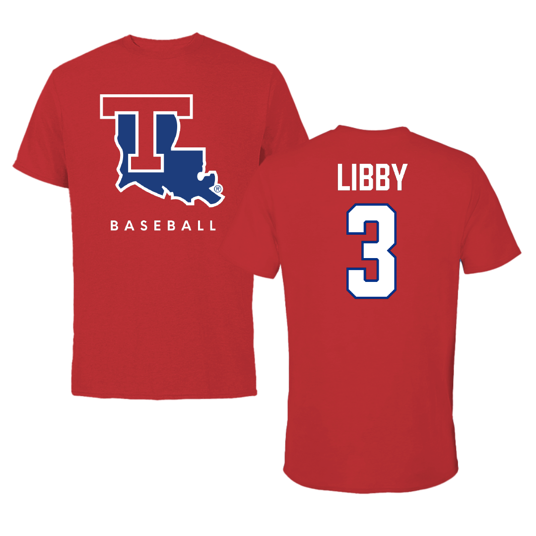 Louisiana Tech University Baseball Red Tee - #3 McCann Libby