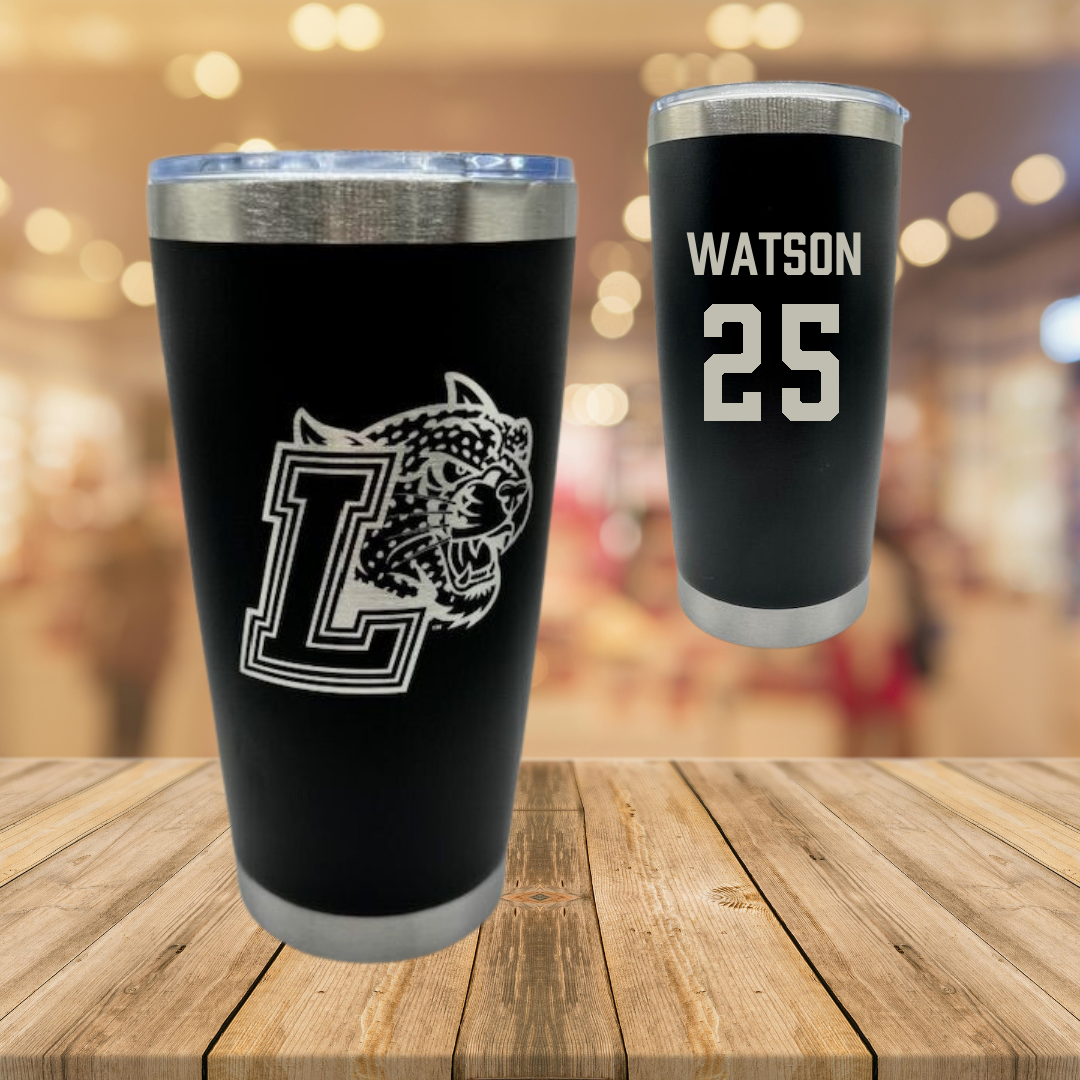 Lafayette College Football Black Stainless Steel Tumbler - #25 Christian Watson