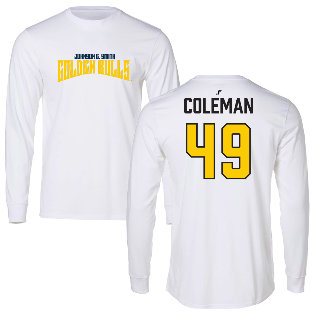 Johnson C. Smith University Football White Classic Long Sleeve - #49 Jaylen Coleman