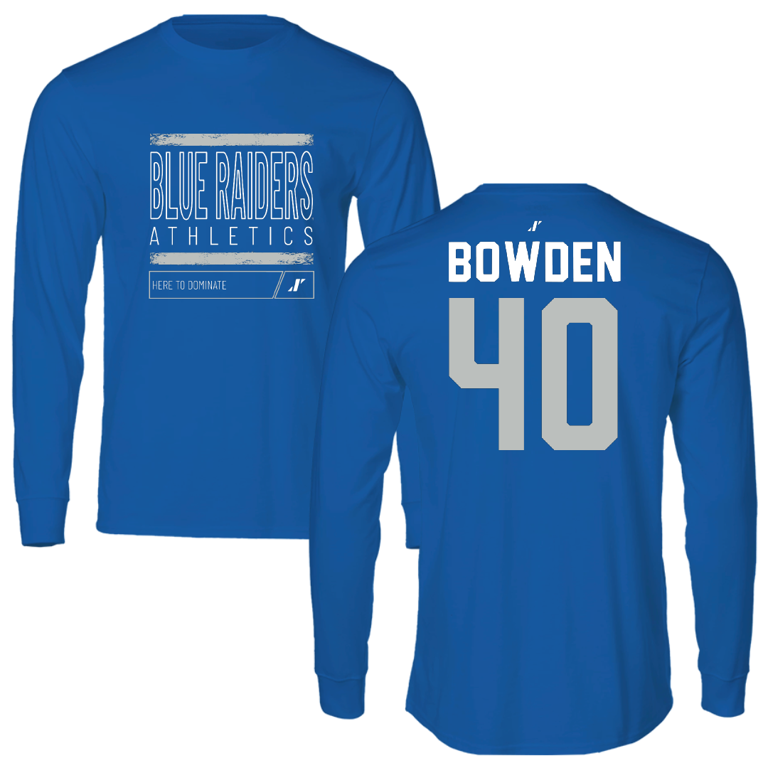 Middle Tennessee State University Baseball Blue Dominate Performance Long Sleeve - #40 Konner Bowden