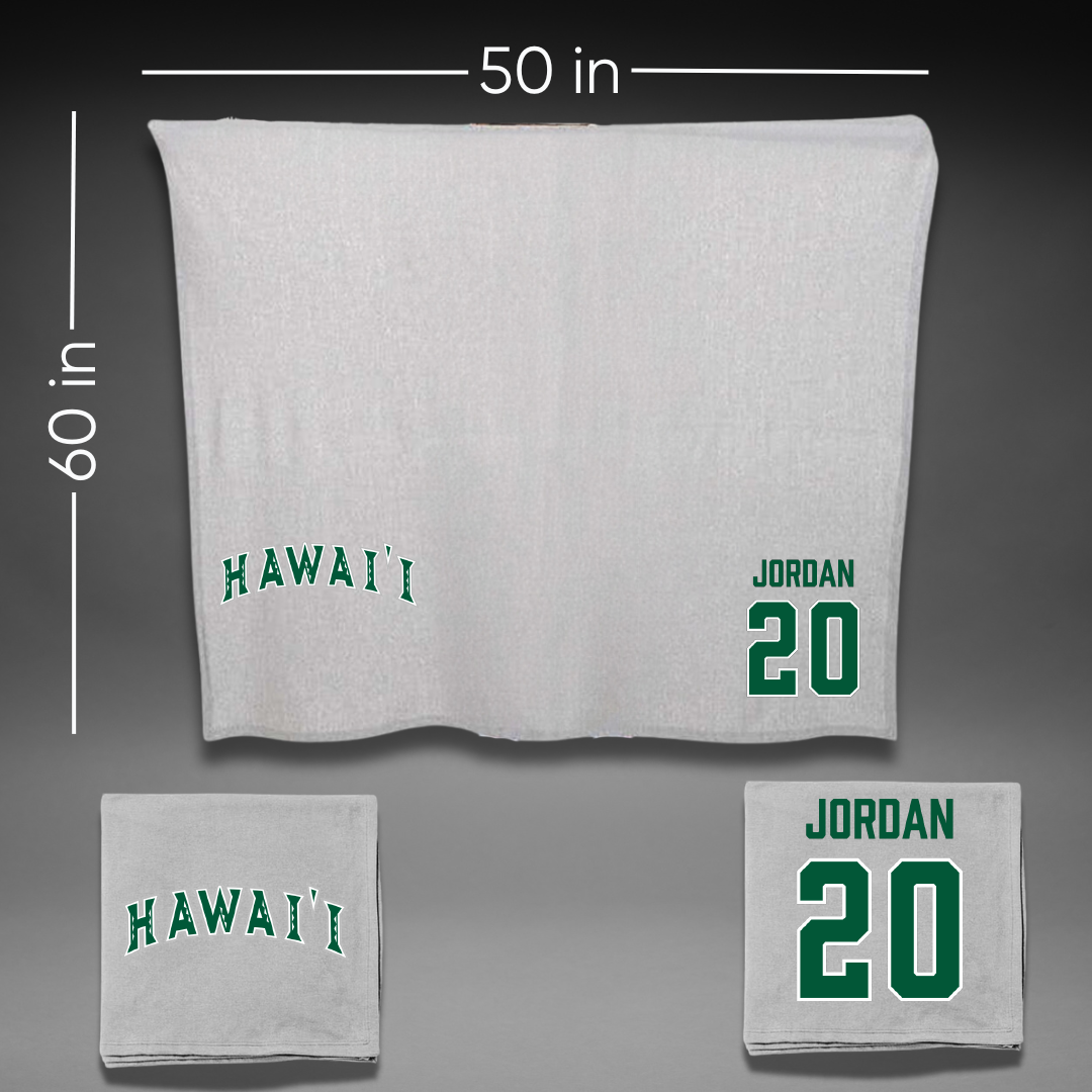 University of Hawaii Volleyball (M) Gray Blanket - #20 Trevell Jordan