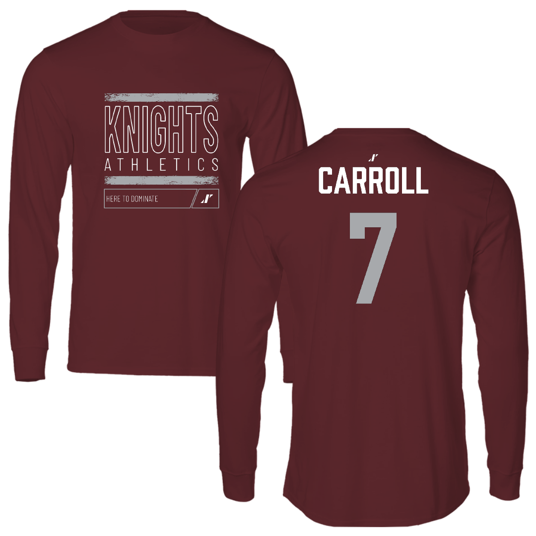 Bellarmine University Baseball Maroon Dominate Performance Long Sleeve - #7 Ethan Carroll