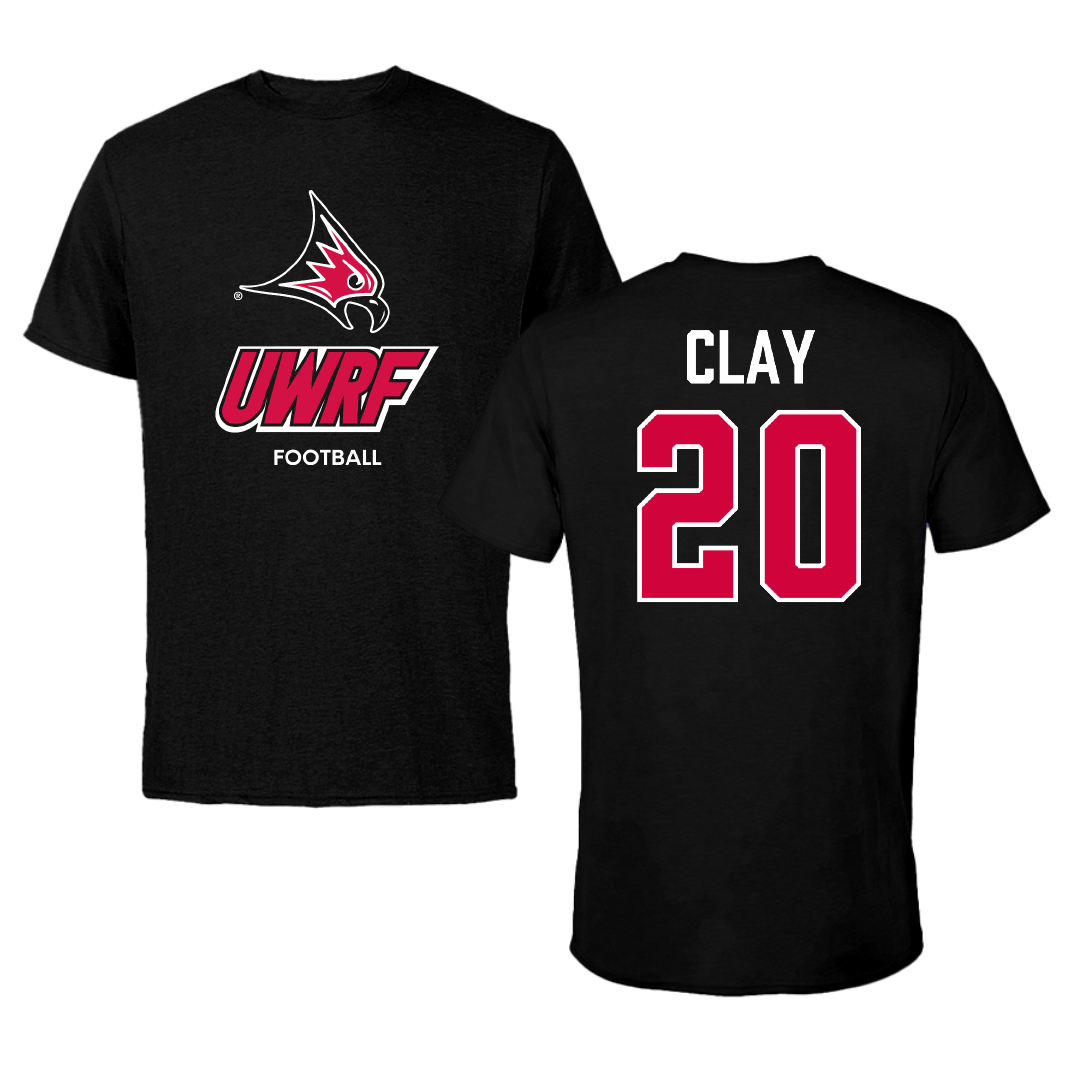 University of Wisconsin-River Falls Football Black Performance Tee - #20 TJ Clay