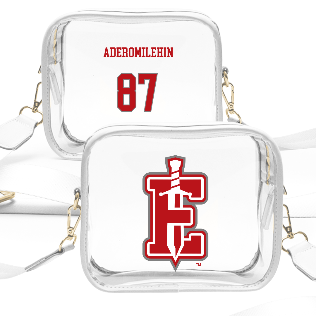 PennWest Edinboro Football White Clear Stadium Bag - #87 Junior Aderomilehin