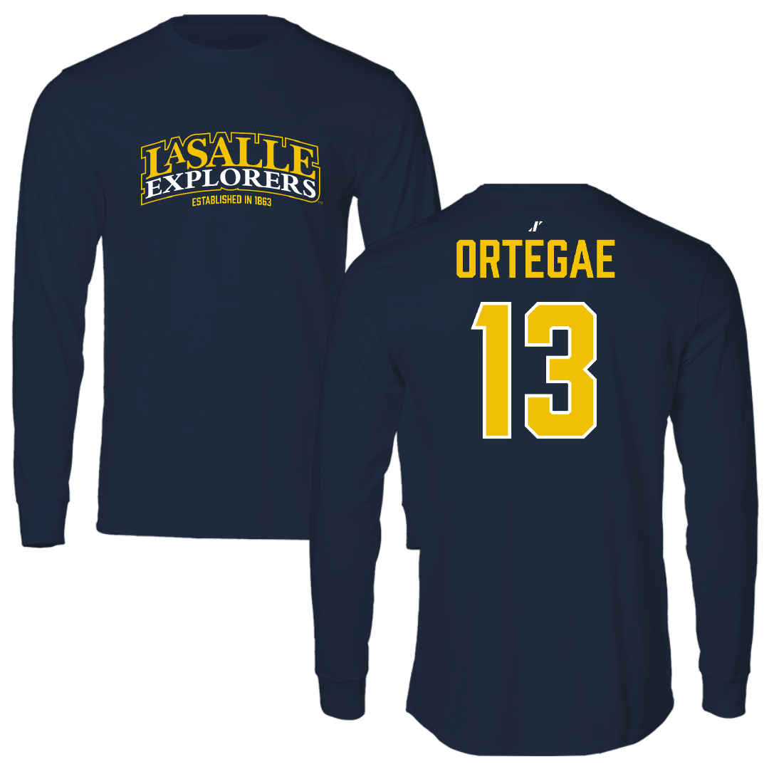 La Salle University Baseball Navy General Long Sleeve - #13 Johnny Ortegae