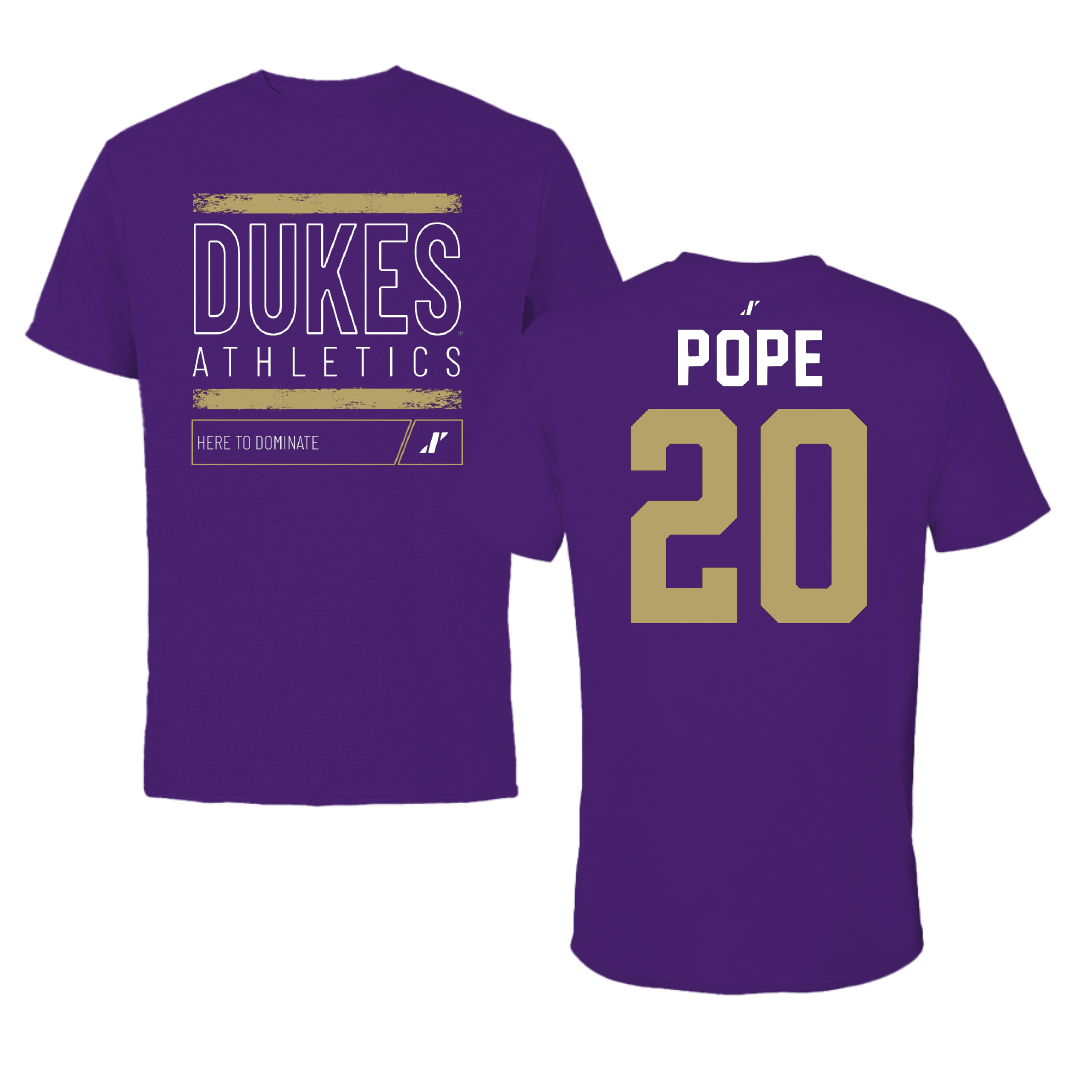 James Madison University Basketball Purple Dominate Performance Tee - #20 Jarrell Pope