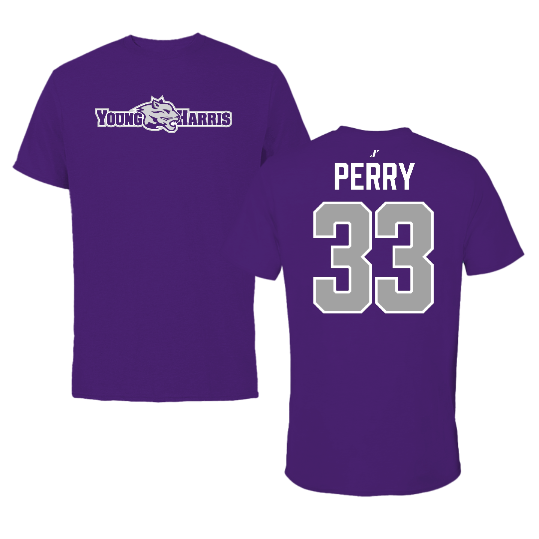 Young Harris College Baseball Purple Tee - #33 Kaleb Perry