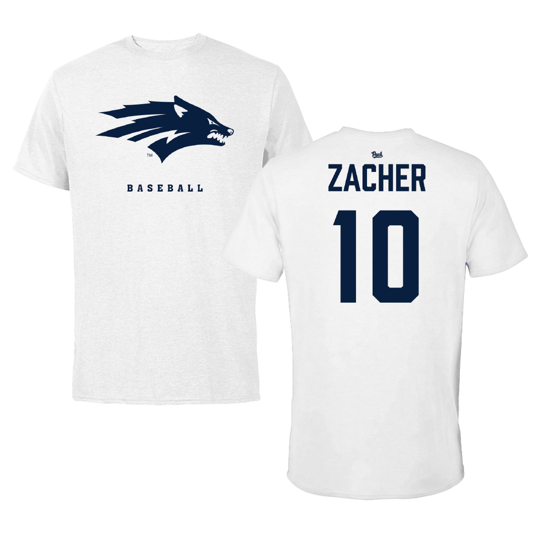 University of Nevada Baseball White Tee - #10 Ashton Zacher