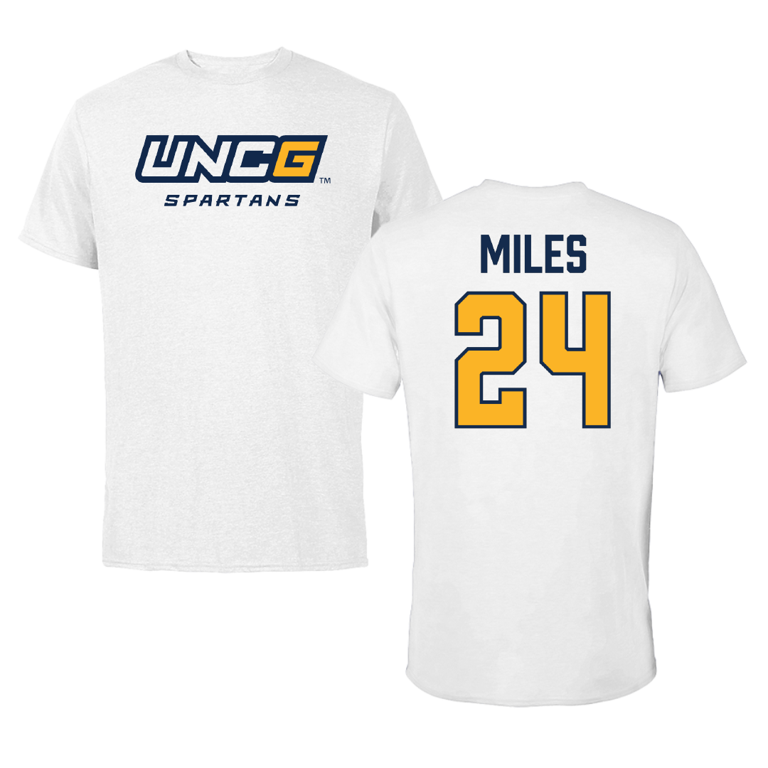 UNC Greensboro Baseball White Tee - #24 Isaac Miles