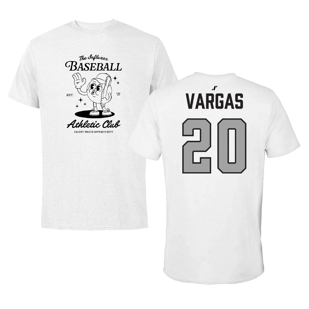 Baseball White Influxer Athletic Club Tee - #20 Jose Vargas