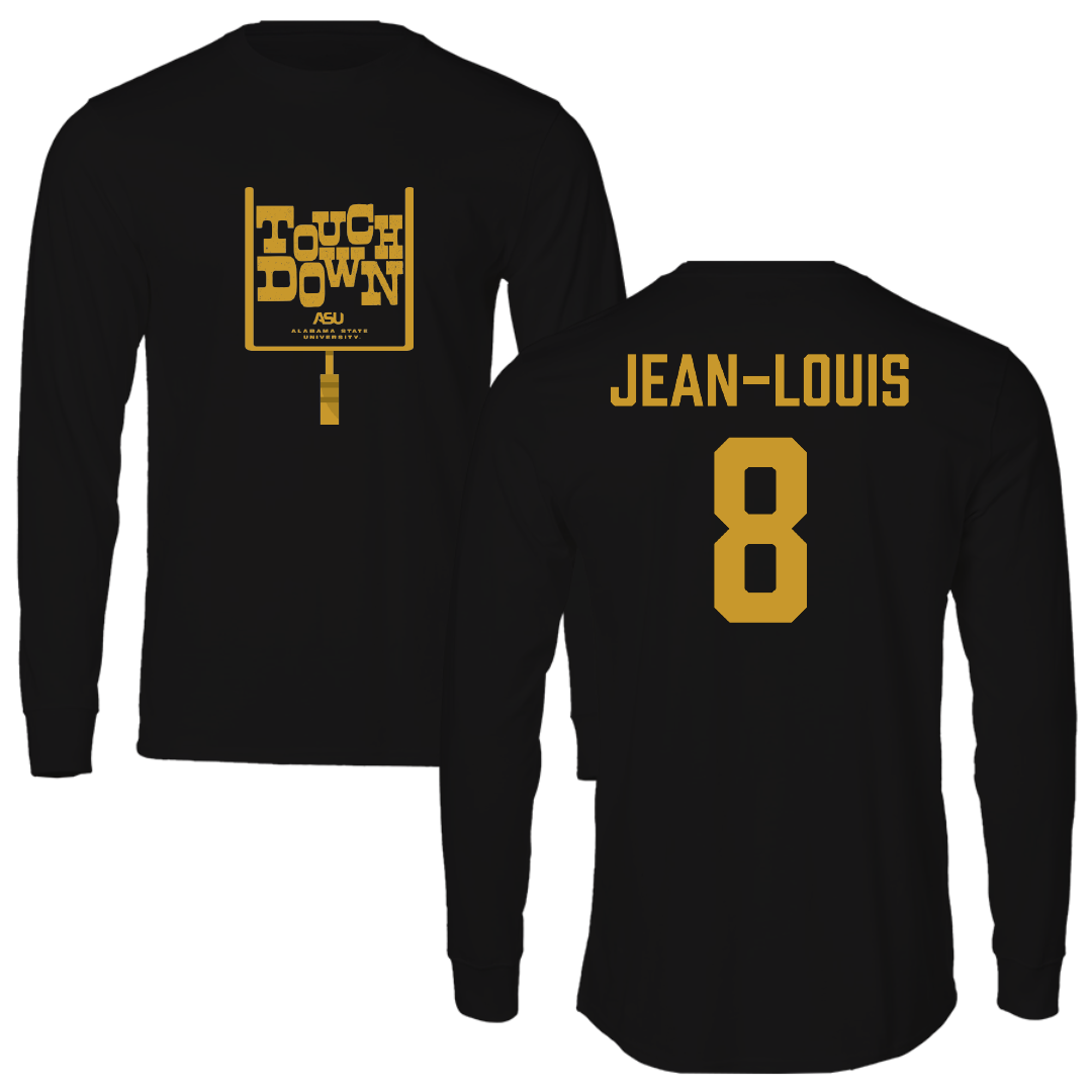 Alabama State University Football Black Touchdown Performance Long Sleeve - #8 Rhoody Jean-Louis
