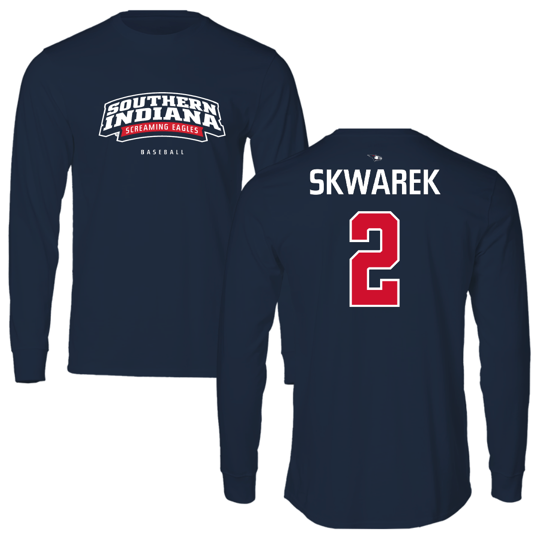 University of Southern Indiana Baseball Navy Performance Long Sleeve - #2 Ryan Skwarek