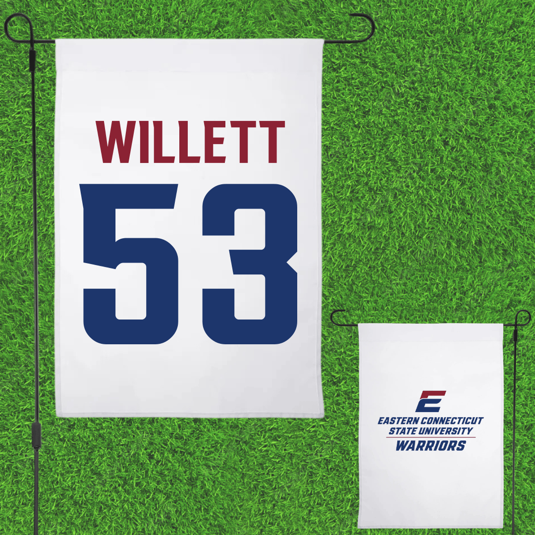 Eastern Connecticut State University Baseball White Garden Flag - #53 Connor Willett