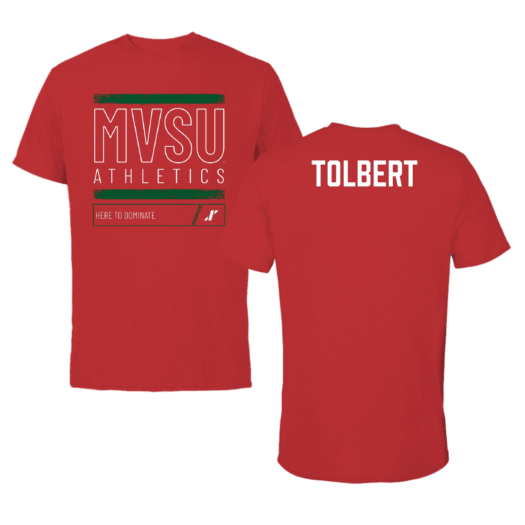 Mississippi Valley State University TF and XC Red Dominate Performance Tee - Treyvon Tolbert