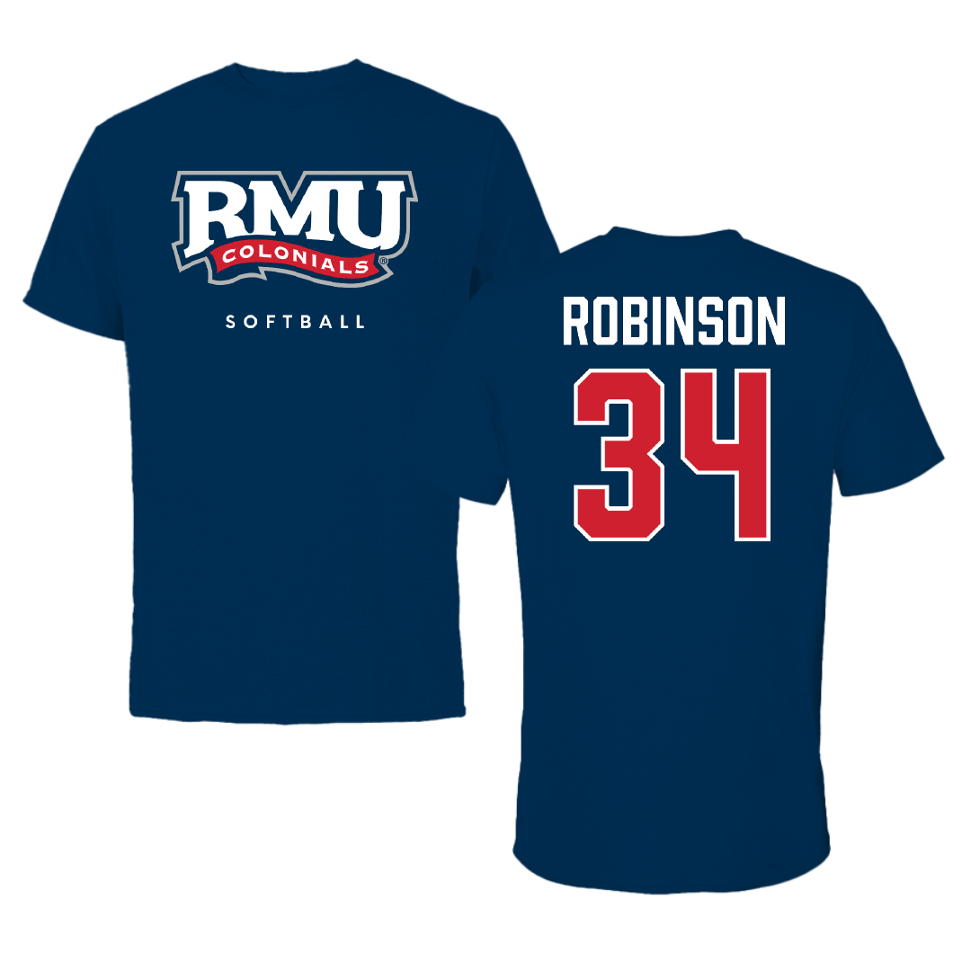 Robert Morris University Softball Navy Performance Tee - #34 Haley Robinson