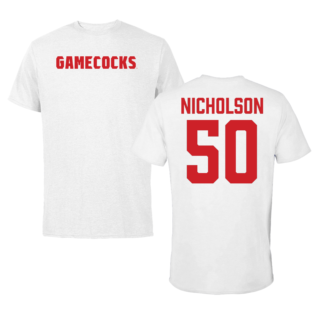 Jacksonville State University Basketball White Tee - #50 Mason Nicholson