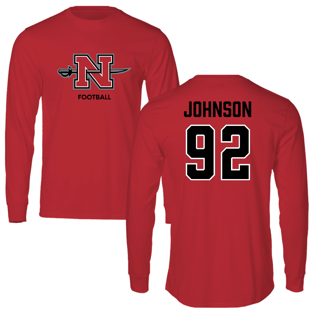 Nicholls State University Football Red Mascot Long Sleeve - #92 Joshua Johnson