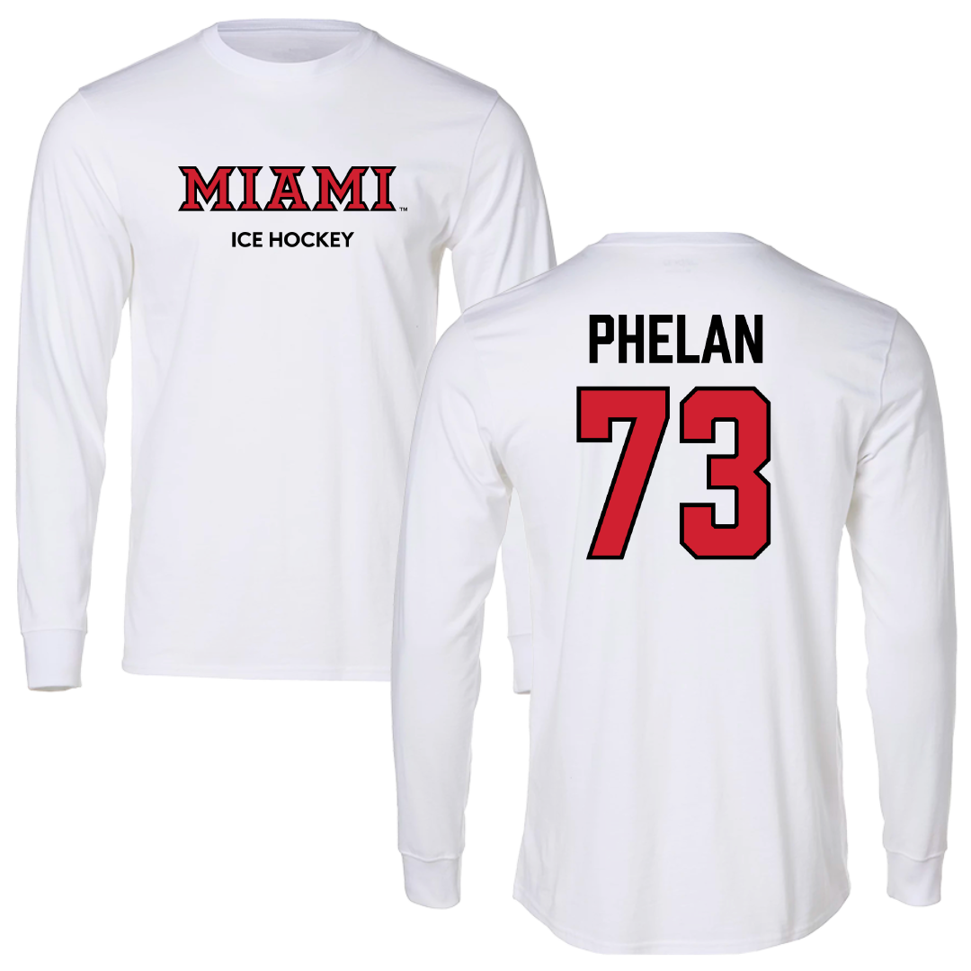 Miami University (Ohio) Ice Hockey (M) White Long Sleeve - #73 Michael Phelan