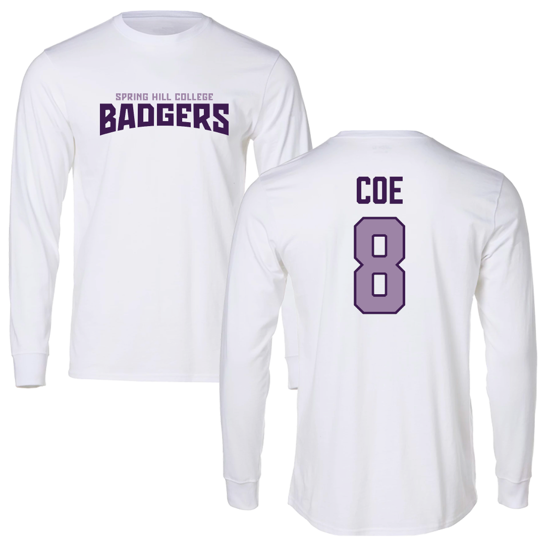Spring Hill College Baseball White Classic Long Sleeve - #8 Bryce Coe