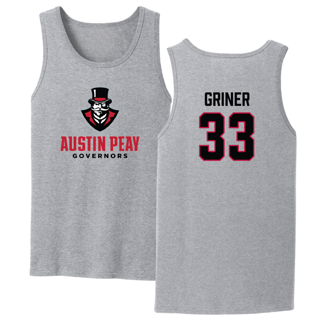 Austin Peay State University Football Sport Gray Tank Top - #33 Jackson Griner