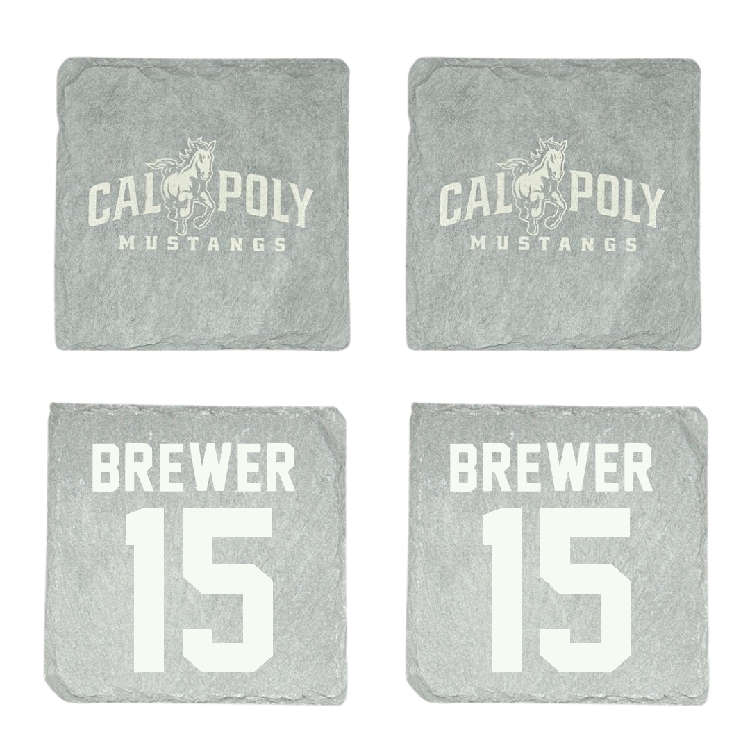 Cal Poly Soccer (W) Stone Coaster (4 Pack)  - #15 Ashley Brewer