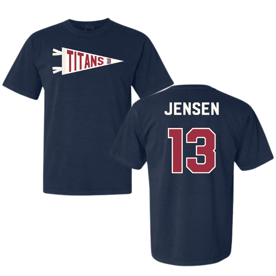 University of Detroit Mercy Lacrosse Navy Pennant Comfort Colors Tee - #13 Jaeda Jensen