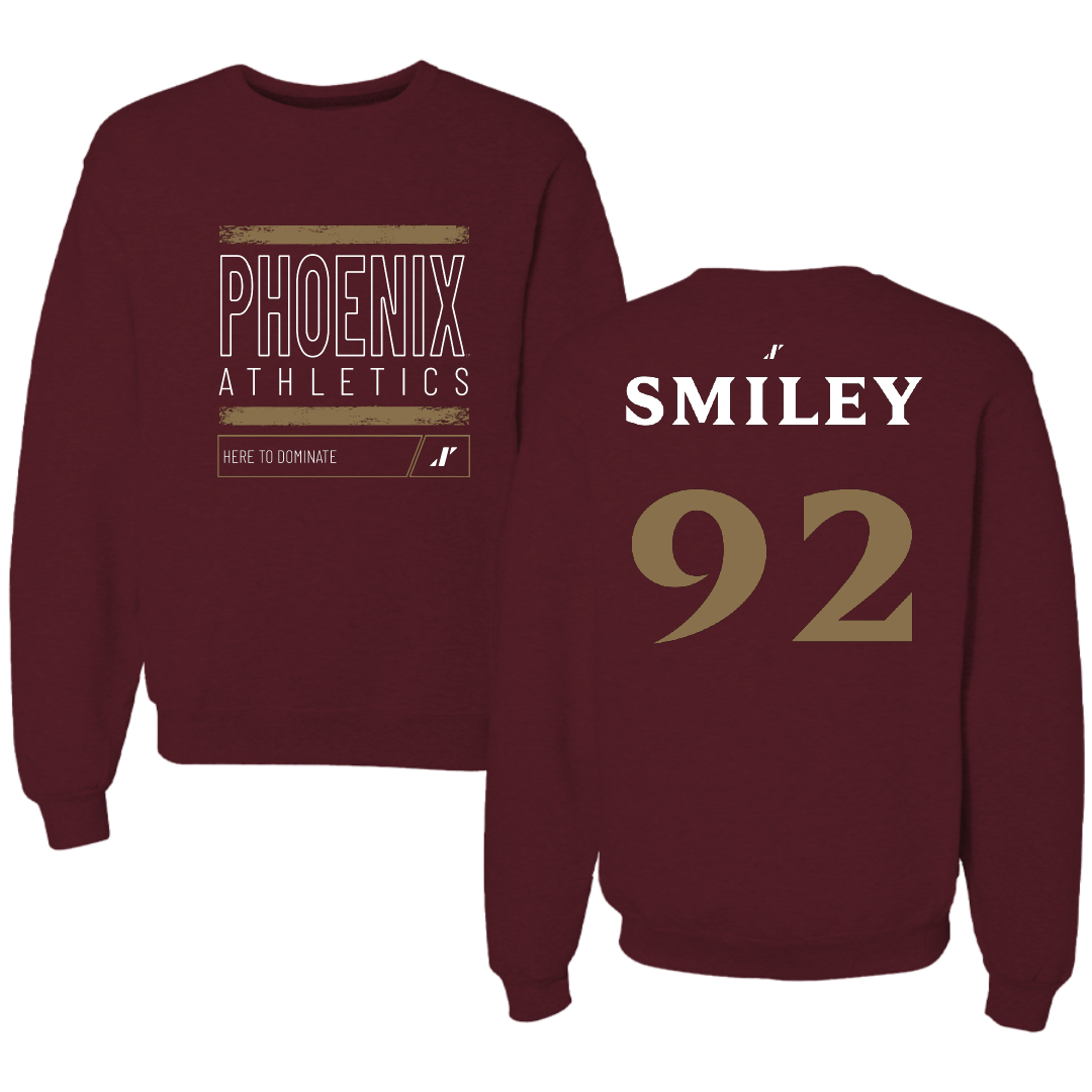 Elon University Football Maroon Dominate Crewneck - #92 Brandon Smiley