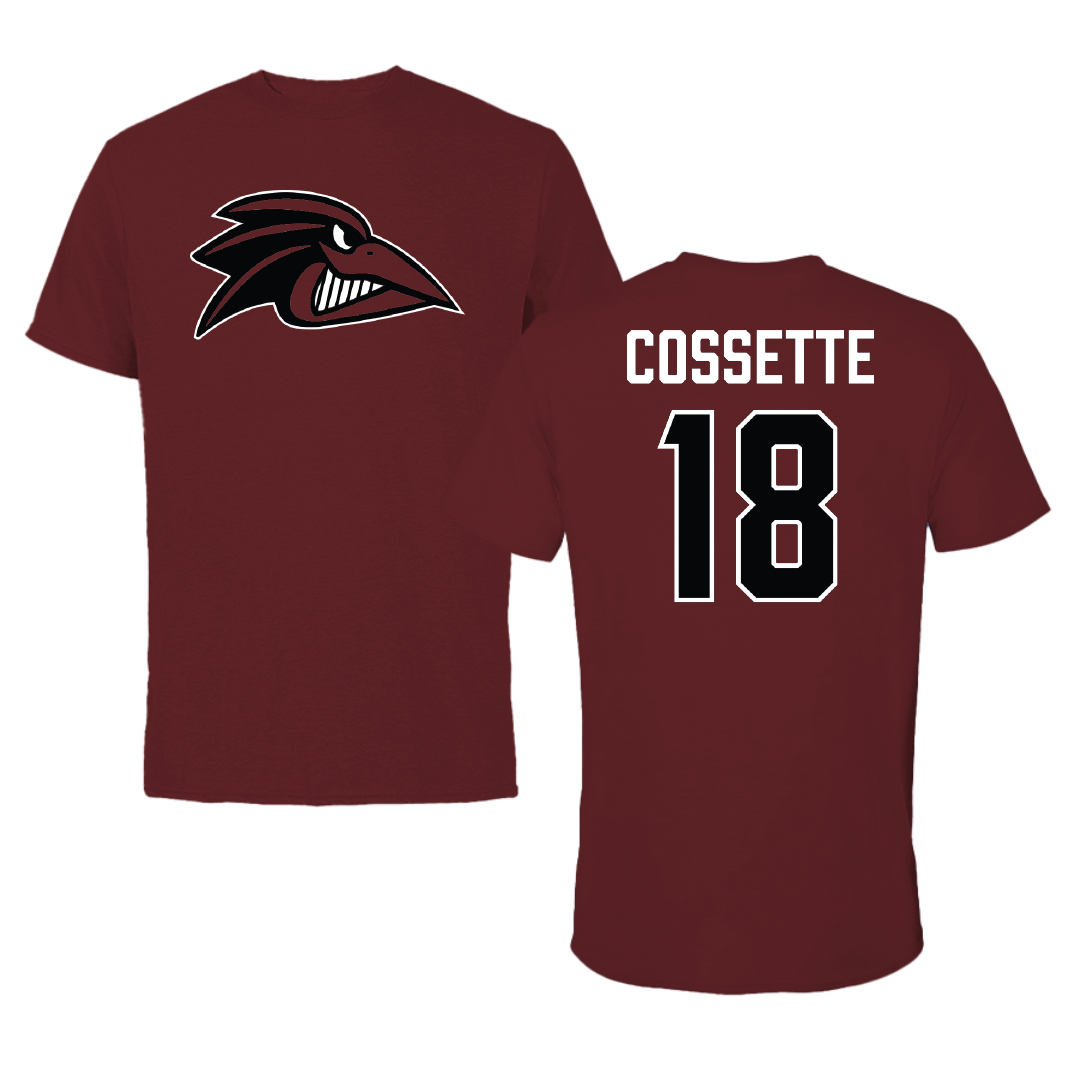 Franklin Pierce University Football Maroon Performance Tee - #18 Owen Cossette