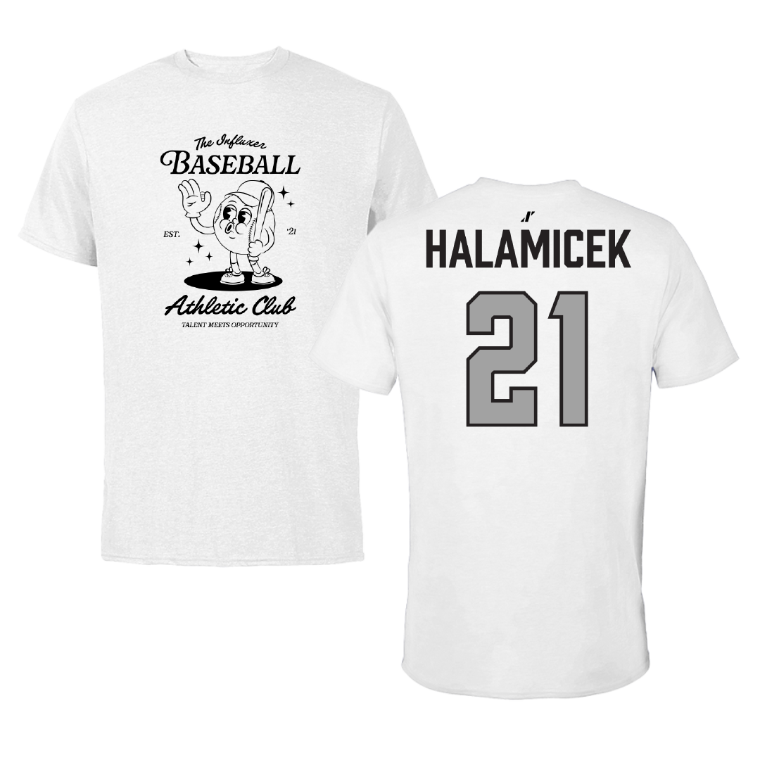 Baseball White Influxer Athletic Club Tee - #21 Ryan Halamicek