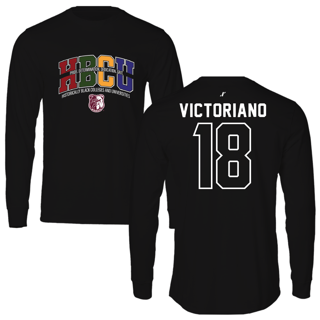 Alabama A&M University Baseball Black HBCU Long Sleeve - #18 Elvis Victoriano