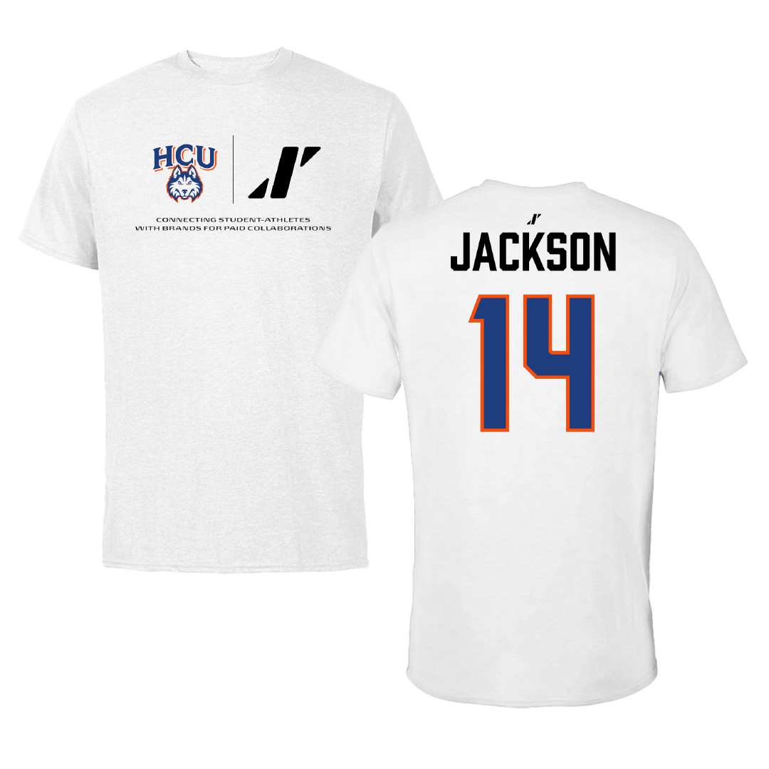 Houston Christian University Baseball White Rally Tee - #14 Tyree Jackson