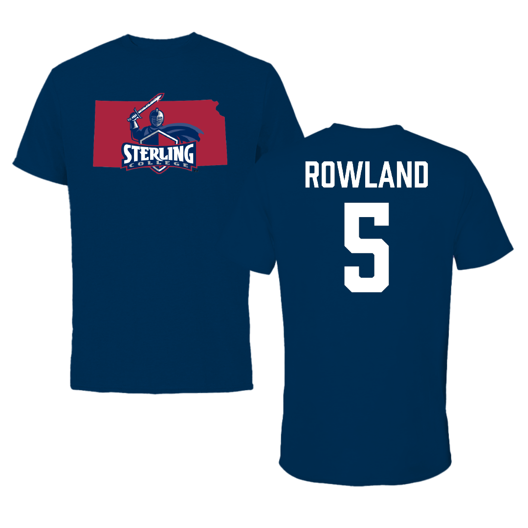 Sterling College Football Navy State Performance Tee - #5 Christian Rowland