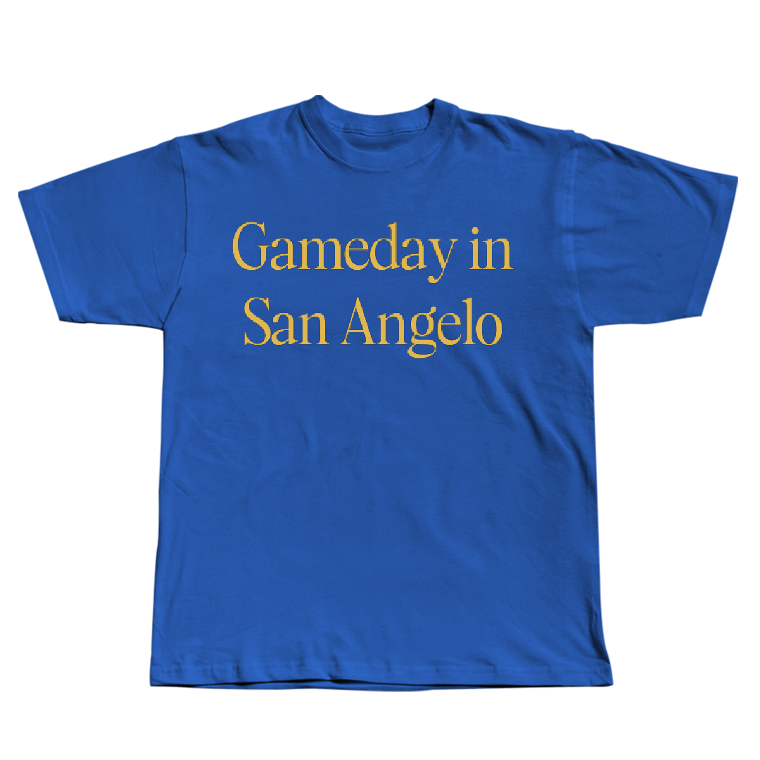 Angelo State University Football Blue Gameday Tee - #56 Brandon Monroe