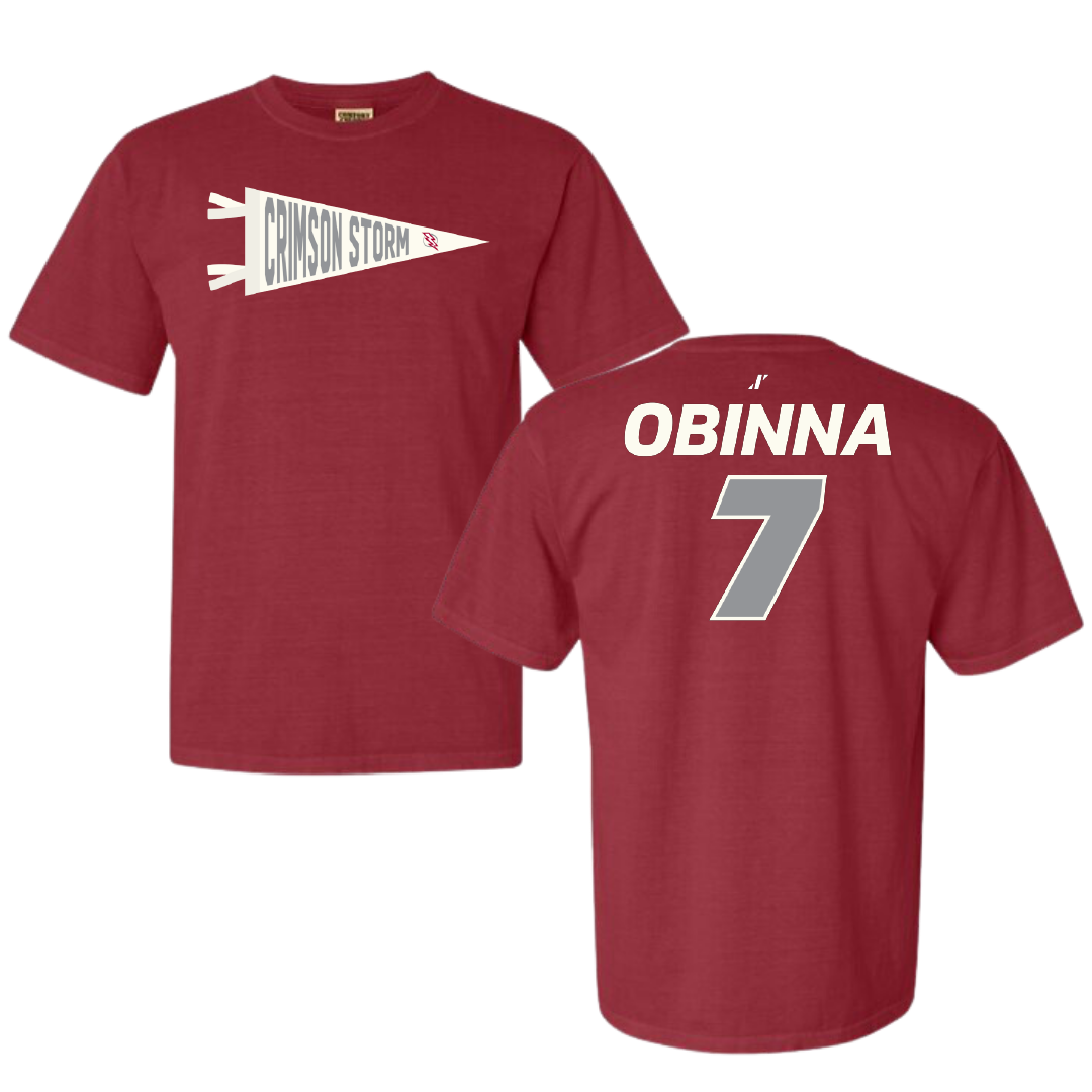 Southern Nazarene University Football Crimson Pennant Comfort Colors Tee - #7 Emmanuel Obinna