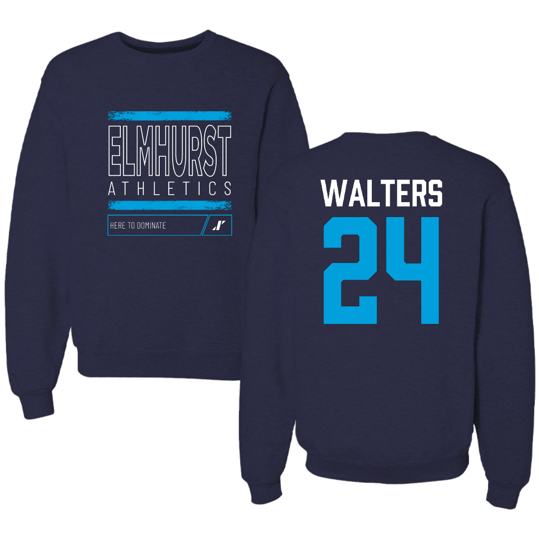 Elmhurst University Soccer Navy Dominate Crewneck - #24 AJ Walters