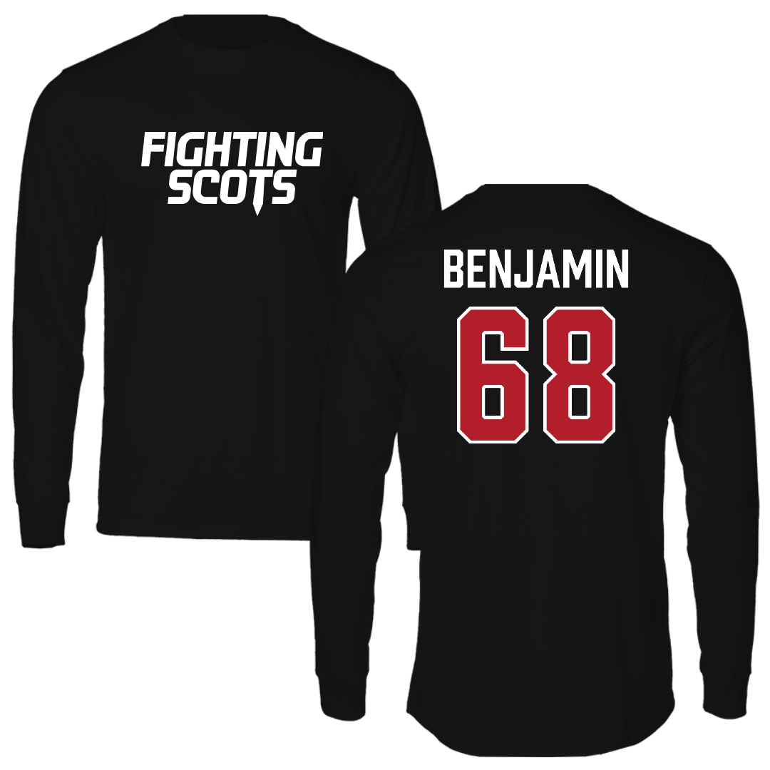 PennWest Edinboro Football Black Performance Long Sleeve - #68 Jacob Benjamin